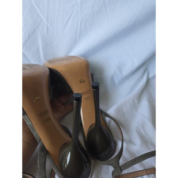 Emporio Armani Womens Size 7.5 Olive Green Suede Stiletto 5" Heels Wedding 38.5 - Picture 8 of 11